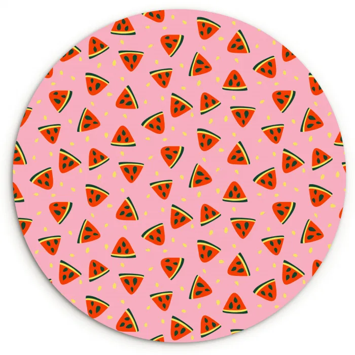 Roze - Watermeloen - Geel - Stippen Wandcirkel plexiglas klein 852 -3d
