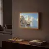 Zeilschip - Huizen - Kade - Zee Light Box met batterij (Wandlamp) middel -sfeer1