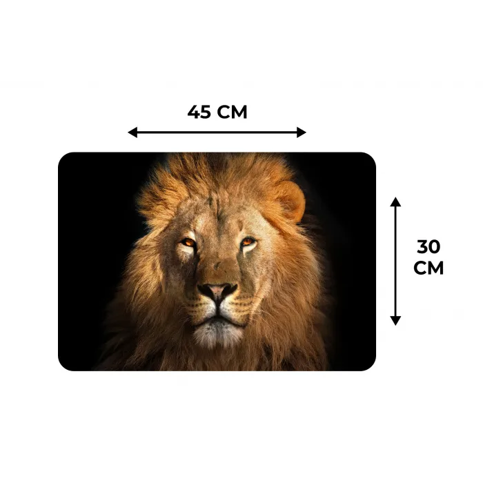 Leeuw - Dieren - Zwart - Licht - Bruin - Portret Placemat vinyl groot -specs