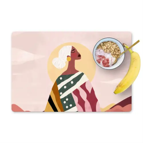 Vrouw - Zon - Kleurrijk Placemat vinyl groot -zzzproduct_Kitchenyeah-website