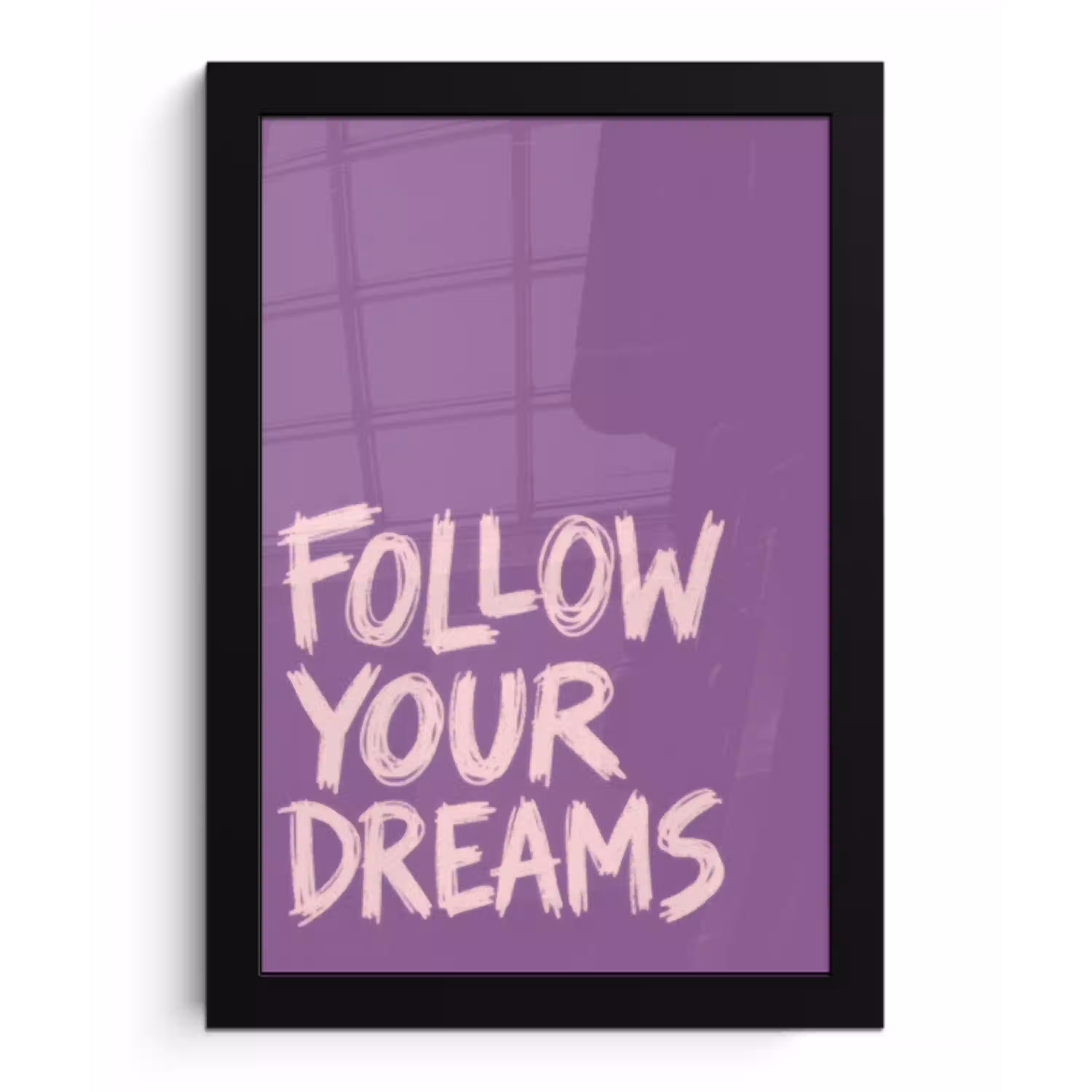 Follow your dreams - Paars - Penseeltextuur fotolijst zwart zonder passe partout klein -3d