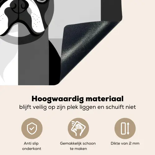 Buldog - Zwart - Abstract - Vlakken Inductie beschemer met haakjes middel -ky-onderkant-nl
