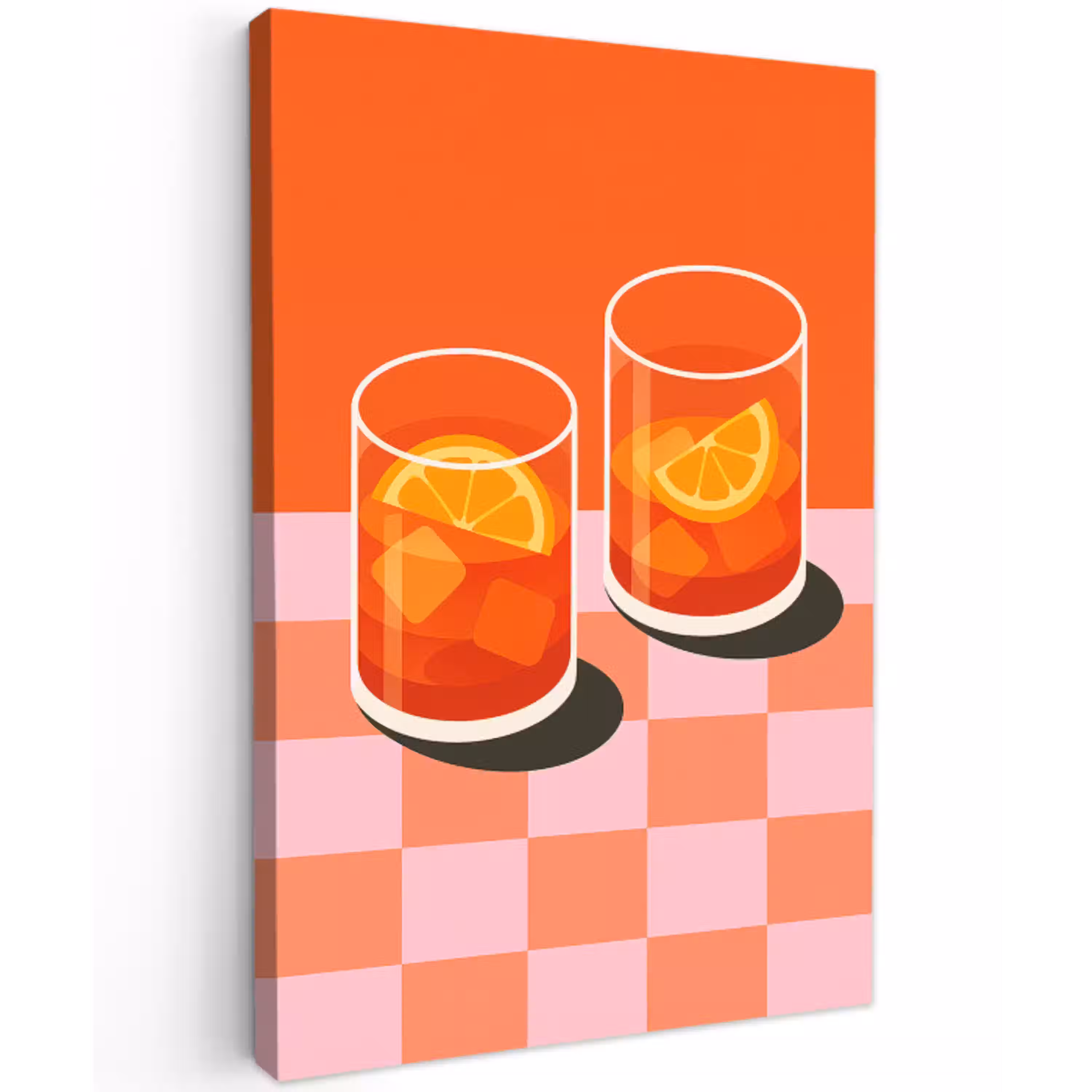 Sinaasappel - Glazen - Oranje Tuinposter op houten frame 2 cm dik middel -3d