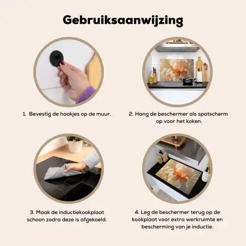 Close up - Oranje - Iris Inductie beschemer met haakjes klein -ky-gebruik-nl