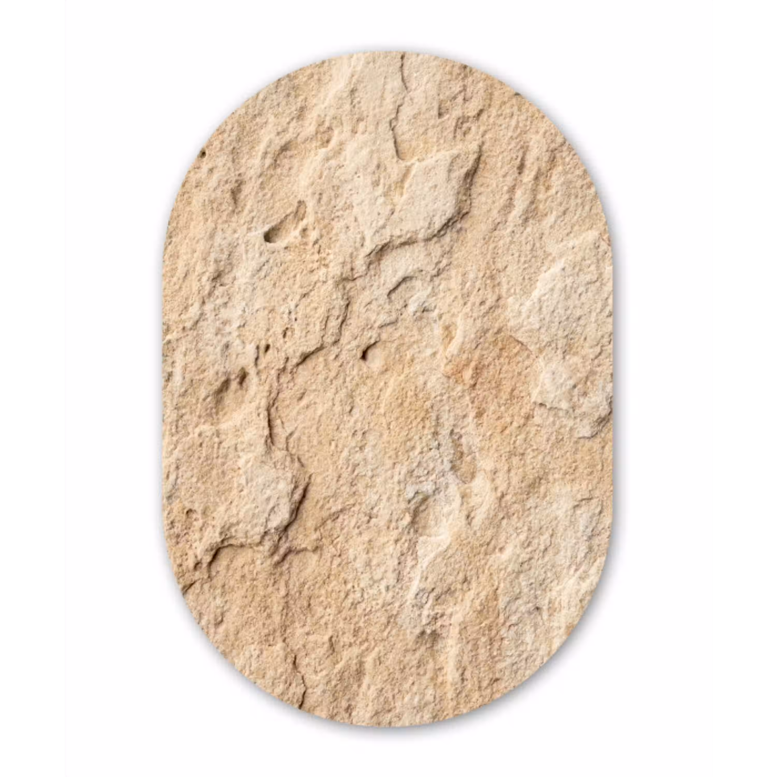 Textuur - Steen - Natuur - Beige Wandcirkel Ovaal Aluminium middel -3d