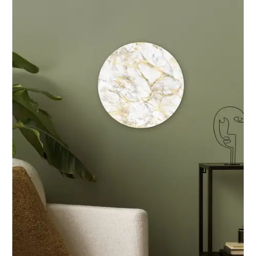 Marmer - Wit - Expressief - Goudaccenten Wandcirkel plexiglas klein 852 -sfeer3