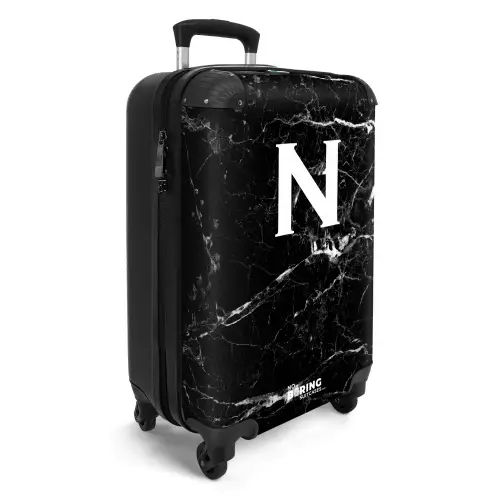 Letter N - Marmer - Zwart - Marmer print NBS - Handbagage koffer - Kinderen Unisex middel -productfoto_3d
