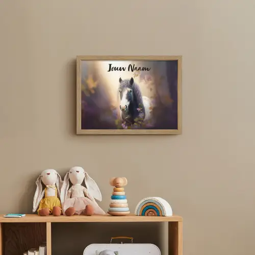 Paard - Natuur - Dieren - Bloemen - Paars Light Box met batterij (Wandlamp kind) middel -sfeer2_kind