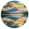 Berg - Rivier - Zonsondergang Wandcirkel kunststof plaat 5mm dik klein -3d