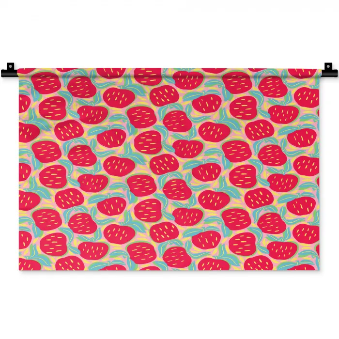 Appels - Rood - Stippen Wandkleed katoen klein 269 -zz3d