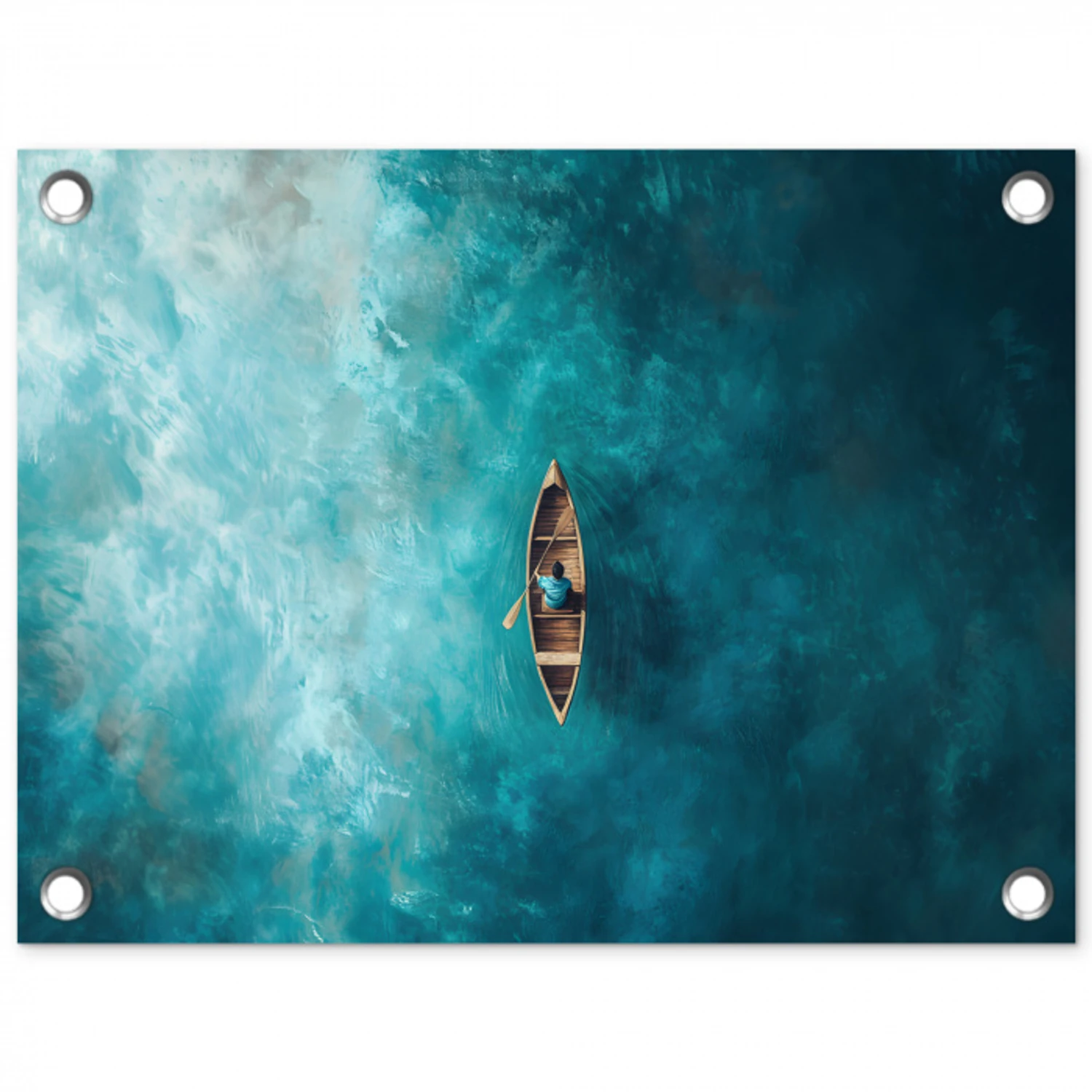 Bootje - Water - Blauw tuinposter los doek klein -3d