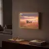 Groep olifanten - Open vlakte - Zon Light Box met batterij (Wandlamp) middel -sfeer1
