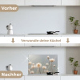 Strobloemen - Wit - Daglicht keuken achterwand spatscherm klein -voor_na_DE