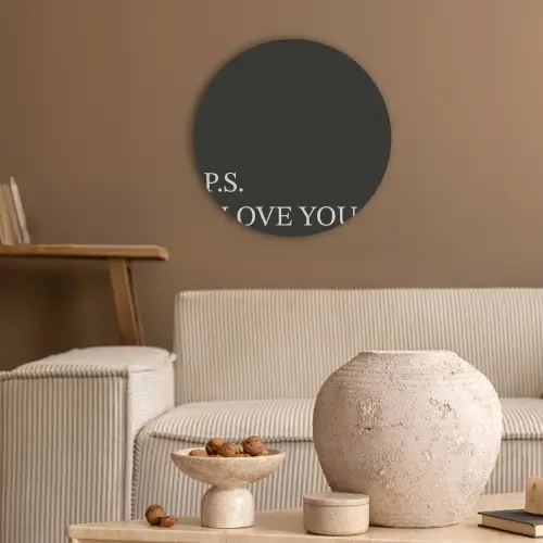 Zwart - Minimalistisch - Valentijn Akoestische PET Vilt - Rond klein -sfeer1