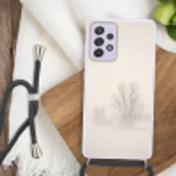 Boom - Mist - Sneeuw - Winter - Minimalistisch Hoesje Samsung Galaxy A52 5G met koord klein -sfeer4
