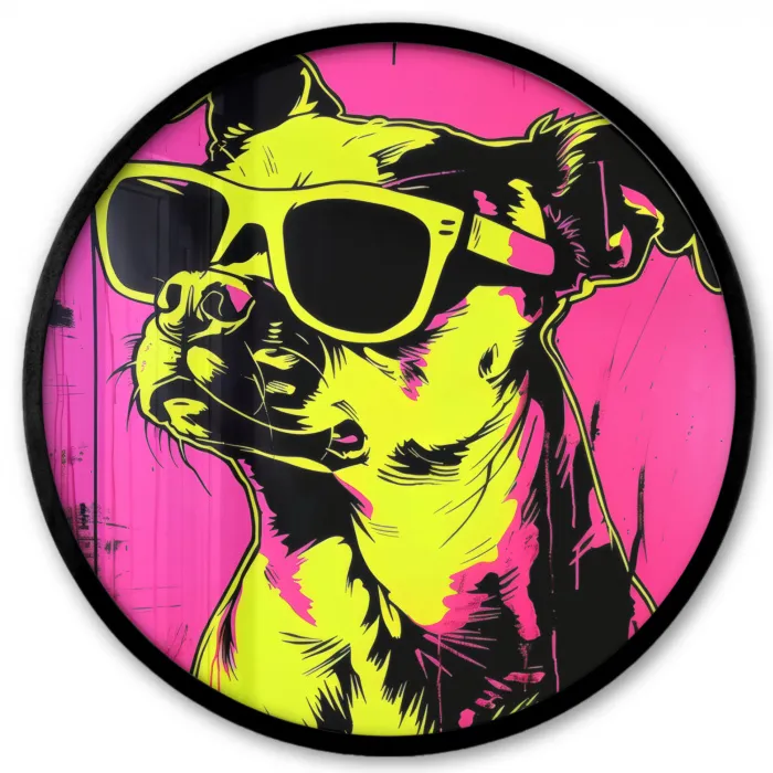 Hond - Zonnebril - Roze - Art Fotolijst rond zonder passe partout klein -3d