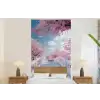 Brug - Kersenbomen - Wit fotobehang vinyl groot -bed