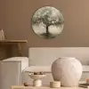 Beige - Abstract - Boom - Goud Akoestische PET Vilt - Rond klein -sfeer1