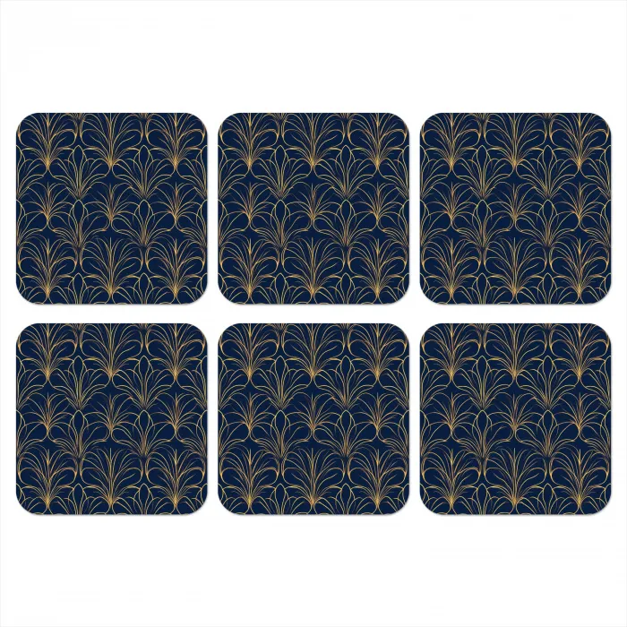 Deco - Waaier - Blauw onderzetter kurk middel 366 -3d