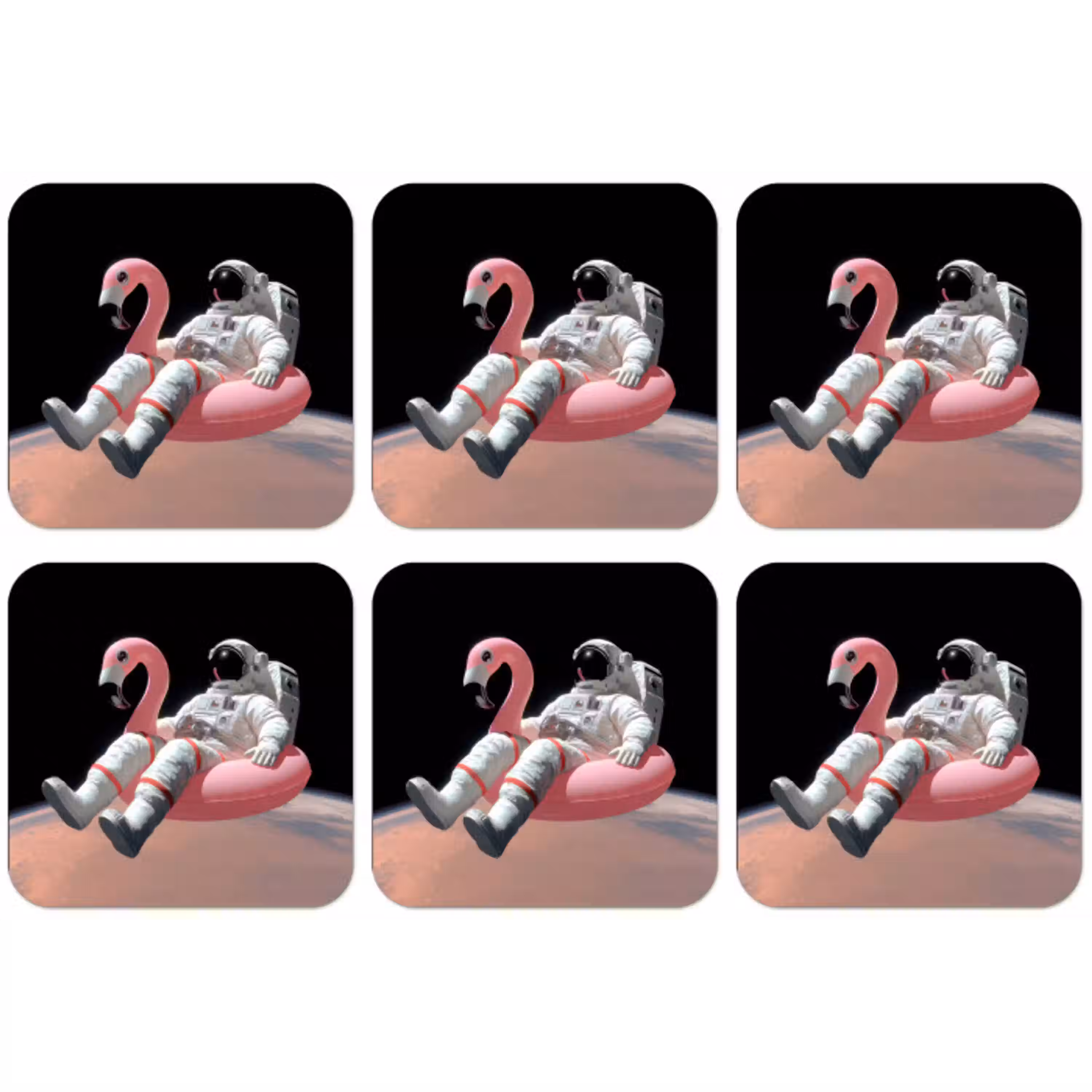 Astronaut - Flamingo - Zwemband - Roze onderzetter kurk middel -zkaufland3dotto