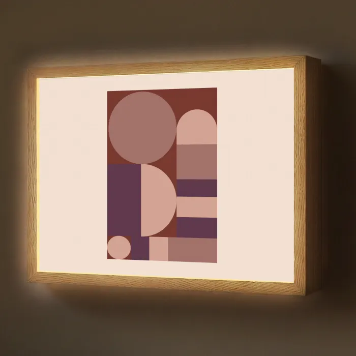 Geometrisch - Cirkels - Rood Light Box met batterij (Wandlamp) middel -z3d_website