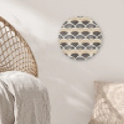 Waaier - Patroon - Zwart - Beige Akoestische PET Vilt - Rond klein 838 -sfeer4