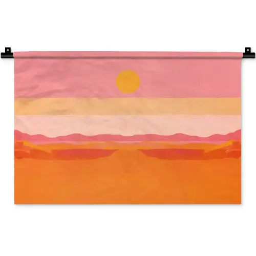 Zon - Abstract - Landschap - Oranje Wandkleed katoen klein -zz3d