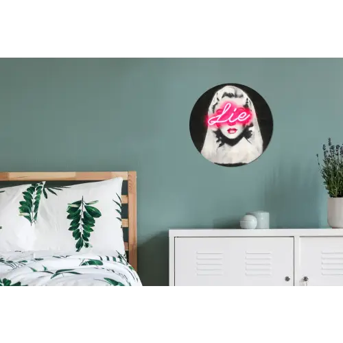 Neon - Letters - Vintage - Vrouw Wandcirkel aluminium klein -slaapkamer