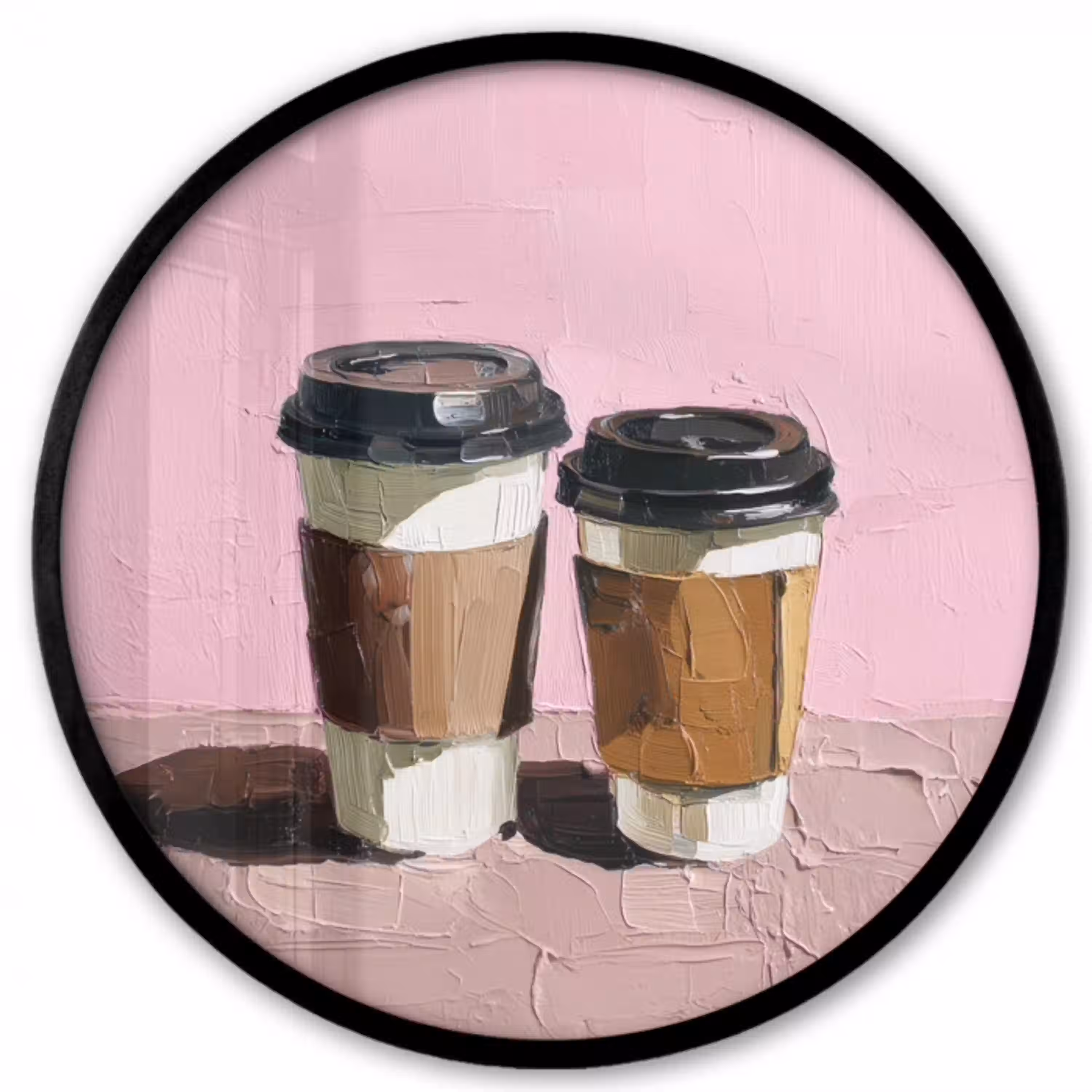 Koffiebekers - Deksel - Verf - Textuur Fotolijst rond zonder passe partout klein -3d