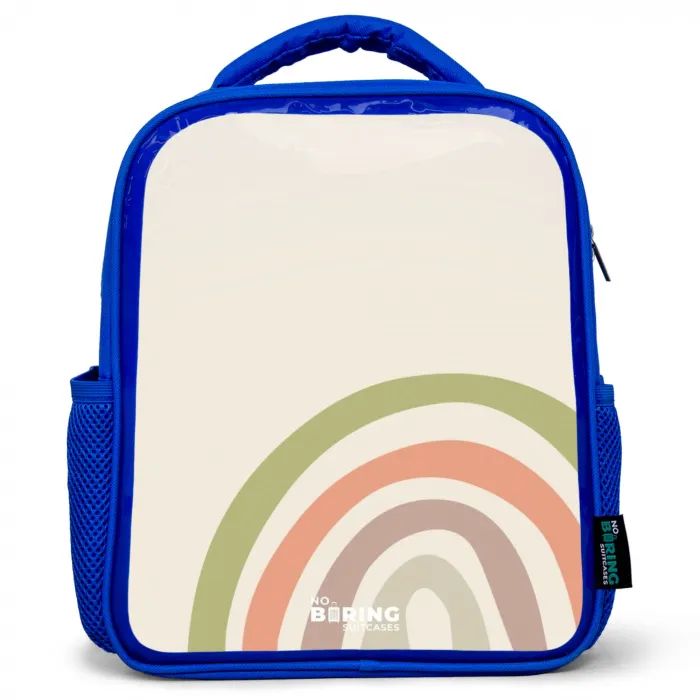 Ruwe regenboog pastel Kinderrugzak - Blauw middel -3d