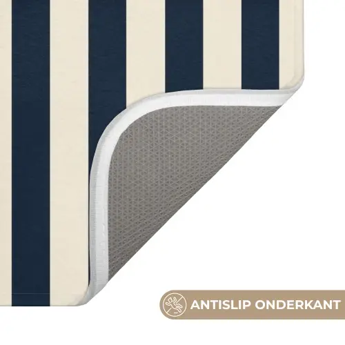 Verticale strepen - Blauw - Crème WCmat klein 1009 -USP_AntislipNL