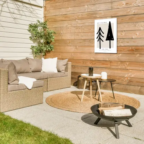 Bomen - Kerst - Zwart - Feest Tuinposter op houten frame 2 cm dik klein -sfeer2