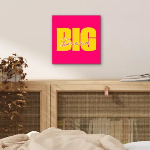 Dream big - Roze - Geel - Minimalistisch aluminium wit klein -sfeer3