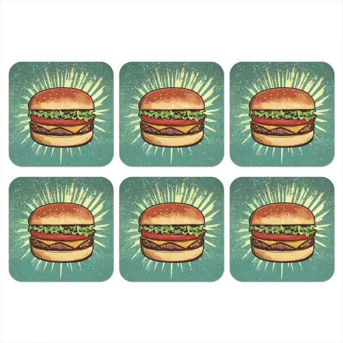Hamburger - Illustratie - Sla - Kaas onderzetter kurk middel -3d