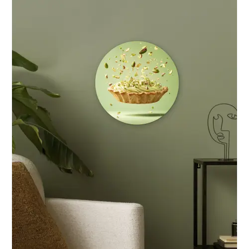 Pistache - Taart - Noten - Eten Wandcirkel plexiglas klein -sfeer3