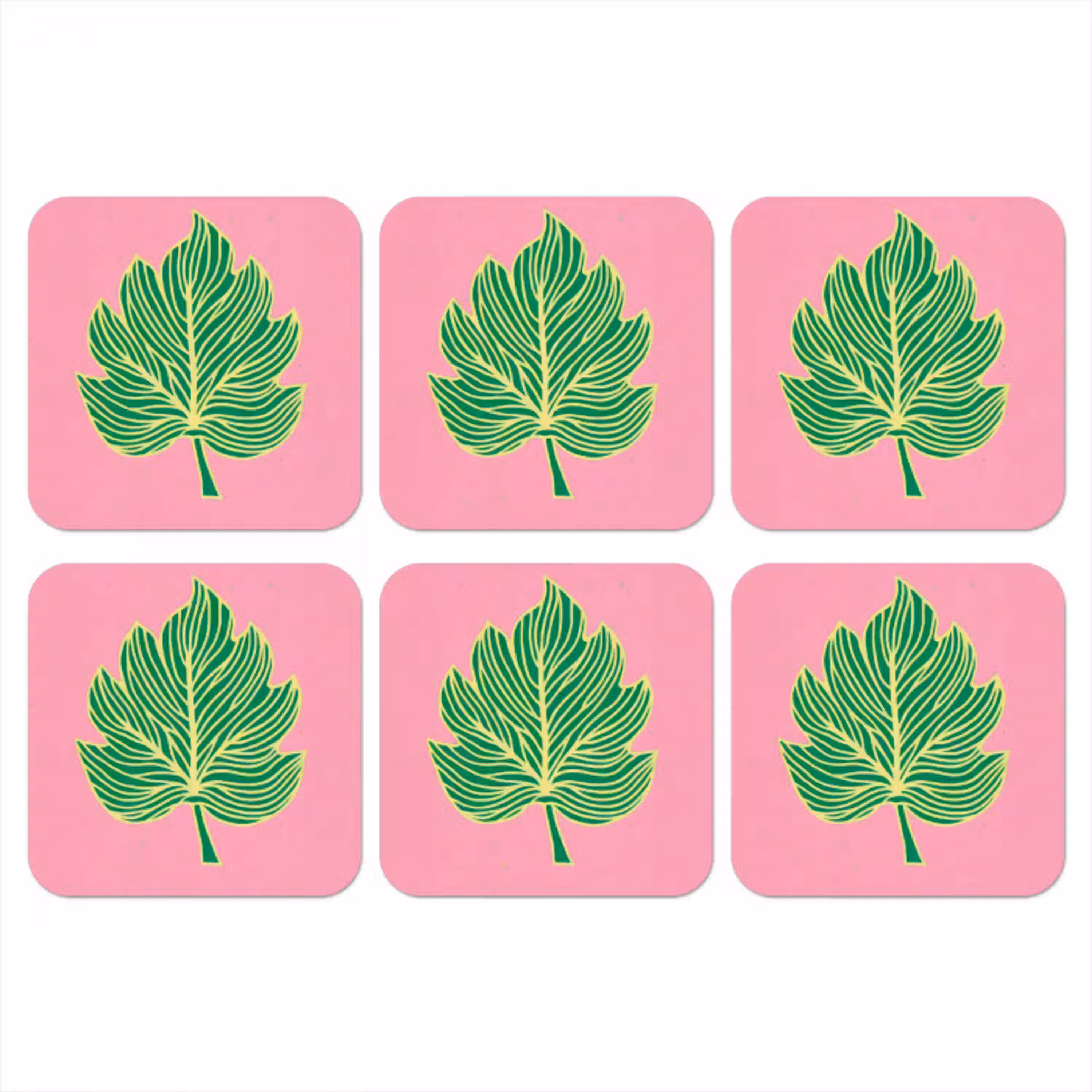 Blad - Groen - Illustratie - Minimalistisch onderzetter kurk middel -3d