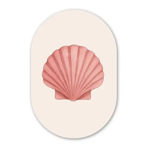 Schelp - Roze - Ribbels Wandcirkel Ovaal Forex klein -3d