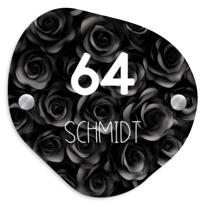 Zwarte rozen - Modern Naambord Organisch middel -3d