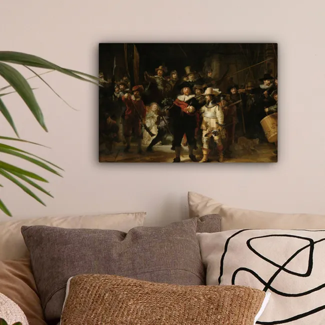 De Nachtwacht - Kunst - Oude meesters - Rembrandt canvas 2cm klein -sfeer1