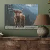 Schotse hooglander - Berg - Landschap - Bomen - Koe - Natuur PET vilt klein -sfeer2