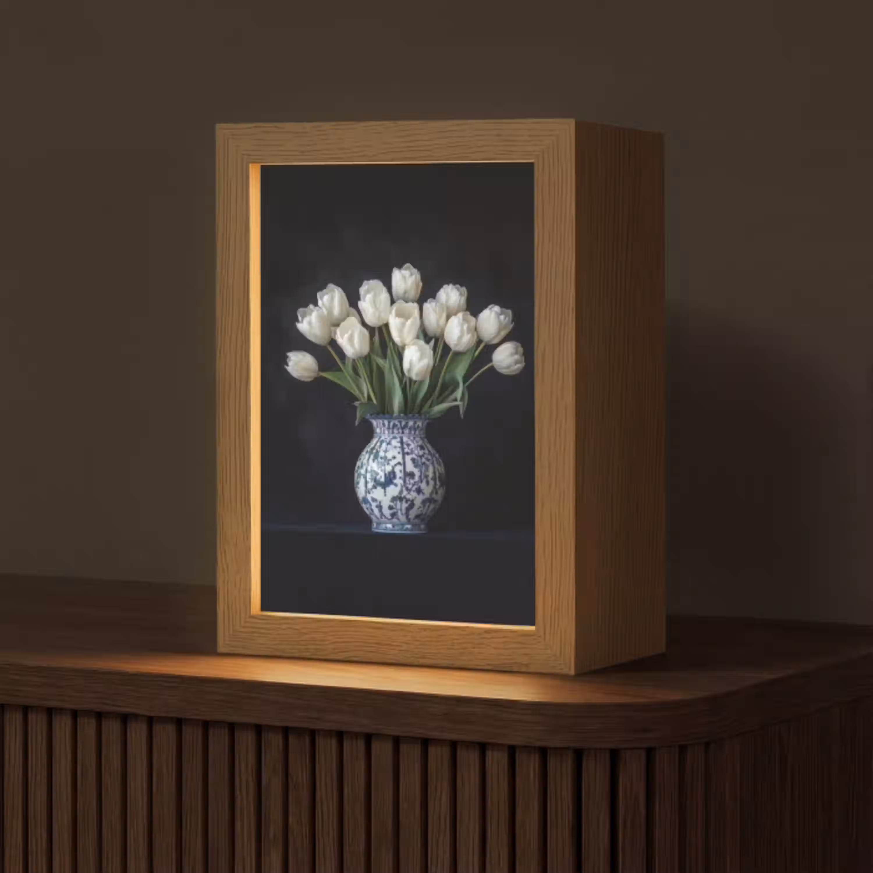 Wit - Bloemen - Tulpen - Vaas Light Box met kabel (Tafellamp) klein -z3d_website