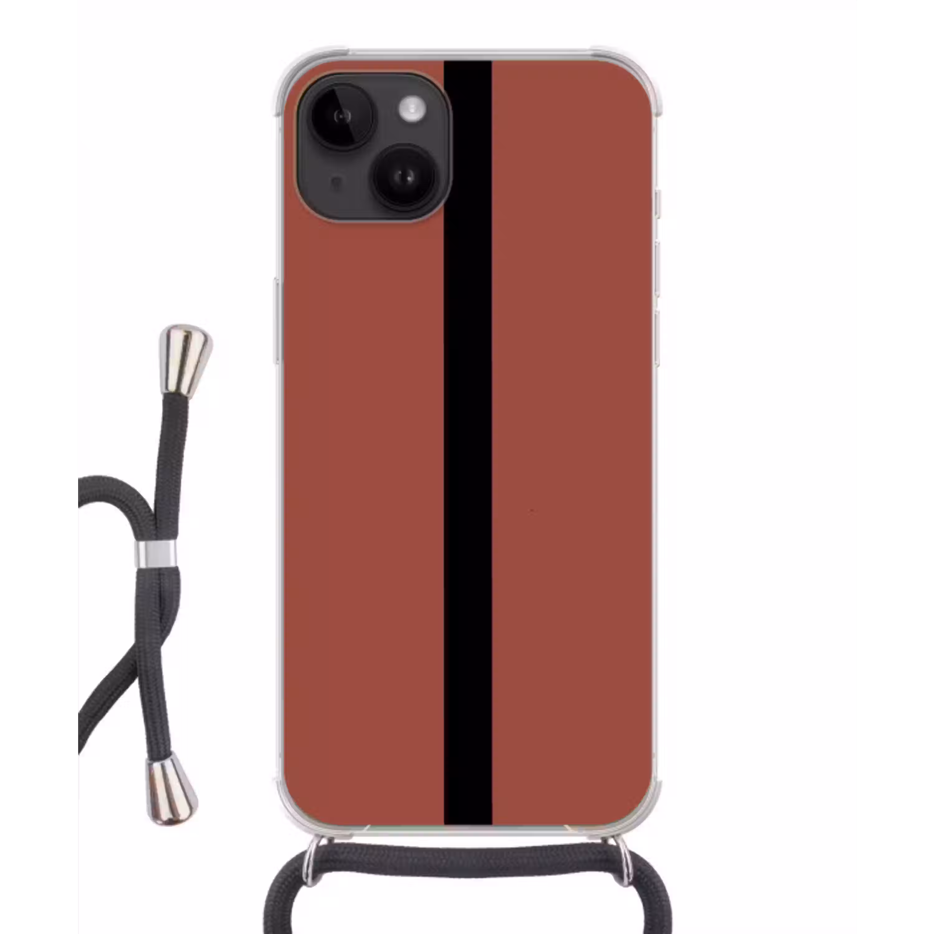 Rood - Zwart - Streep - Minimalistisch Crossbody Case iPhone 14 middel -3d