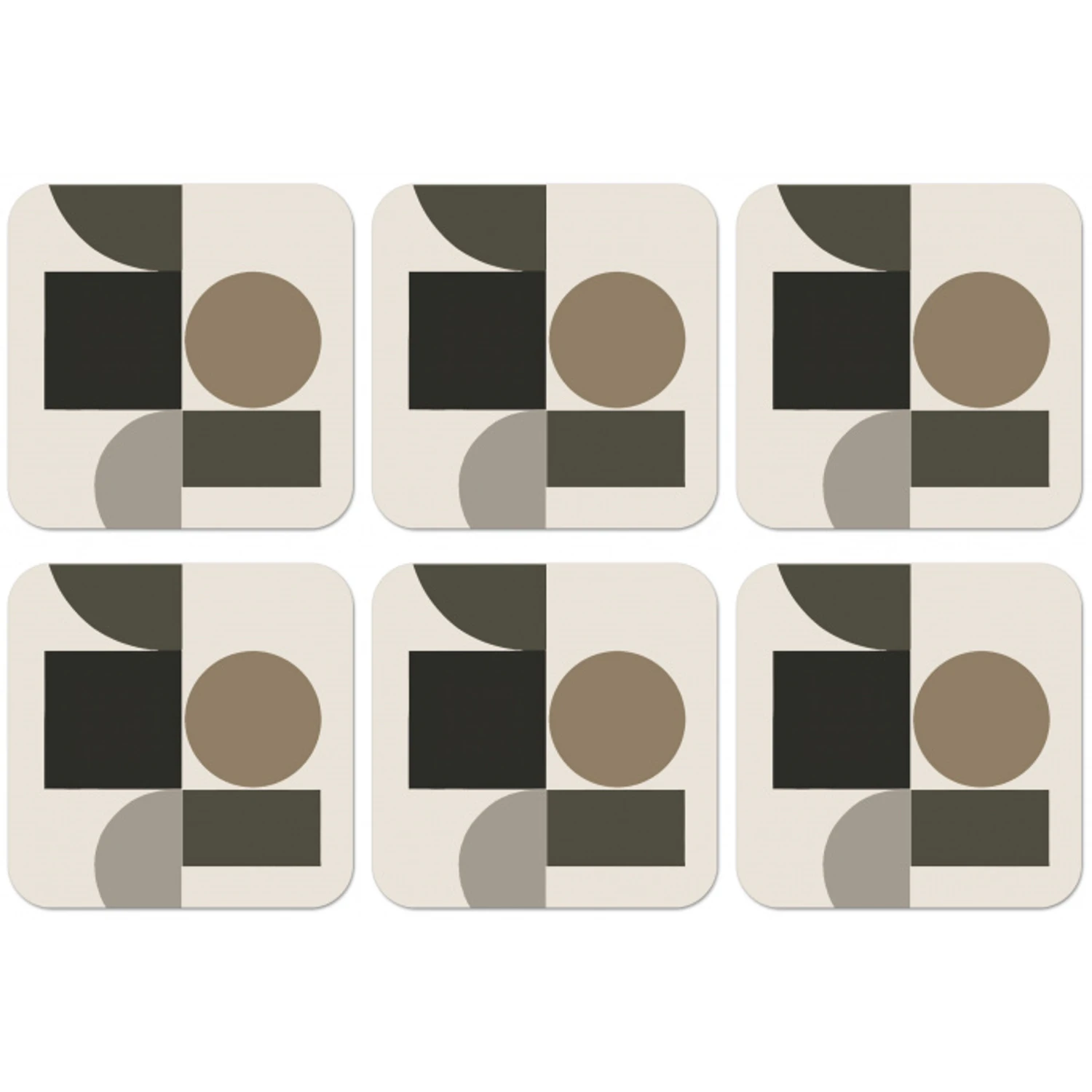 Aardetinten - Abstracte compositie - Eenvoudige vormen onderzetter kurk middel -zkaufland3dotto