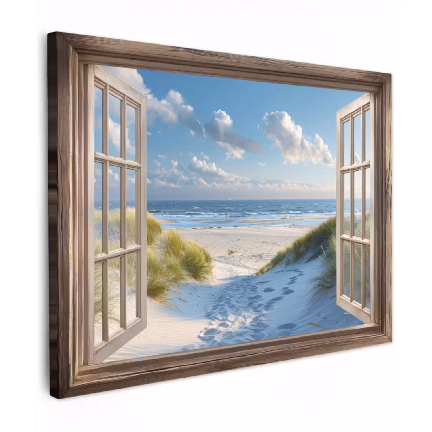 Canvas schilderij - Doorkijk - Strand - Raam - Duinen - Zee