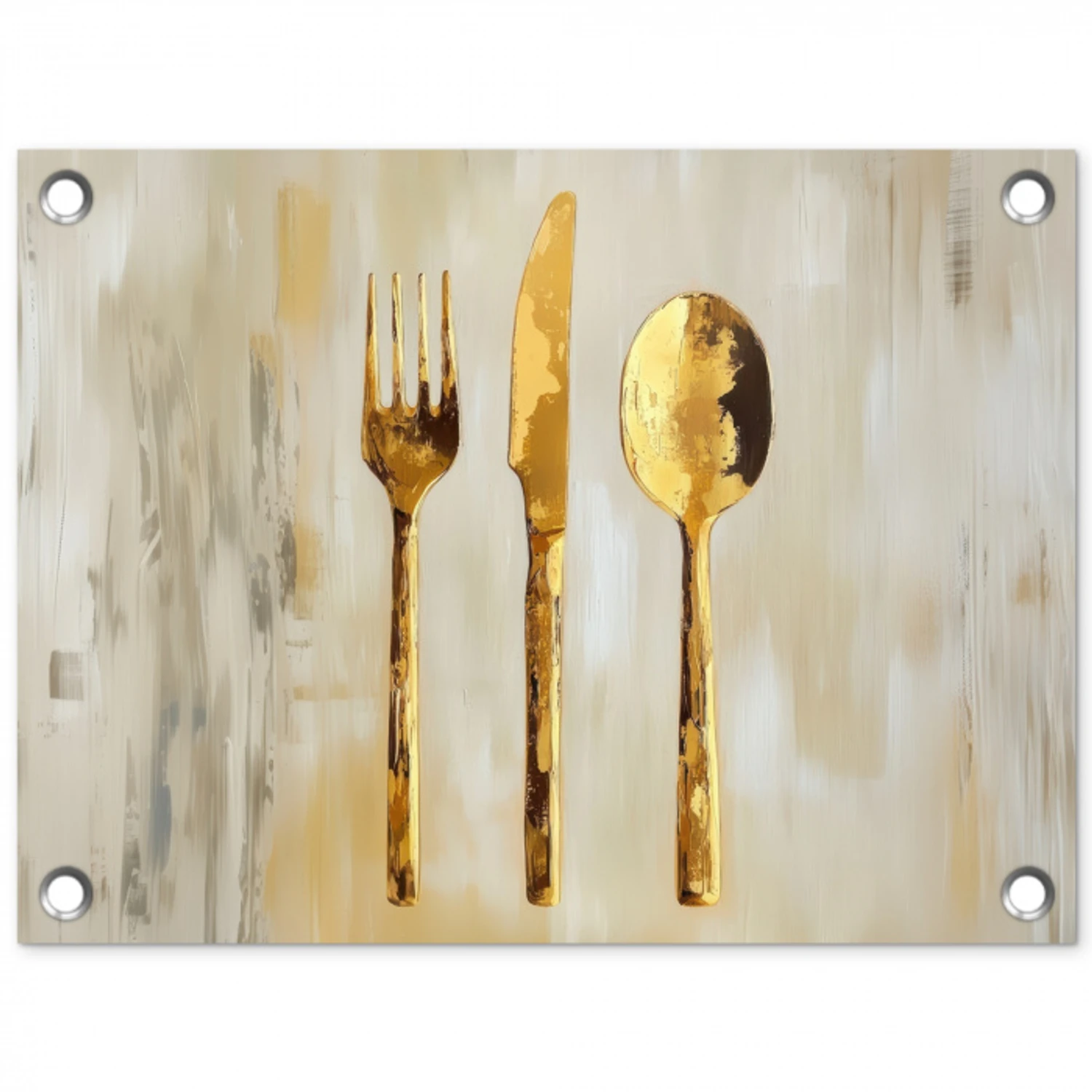 Verf - Goud - Bestek tuinposter los doek klein -3d