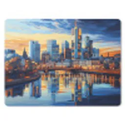 Zonsondergang Frankfurt - Stad - Skyline - Water muismat rubber klein -3d
