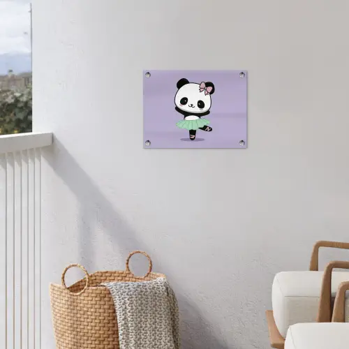 Panda - Paars - Sierlijk - Kawaii tuinposter los doek klein -sfeer8