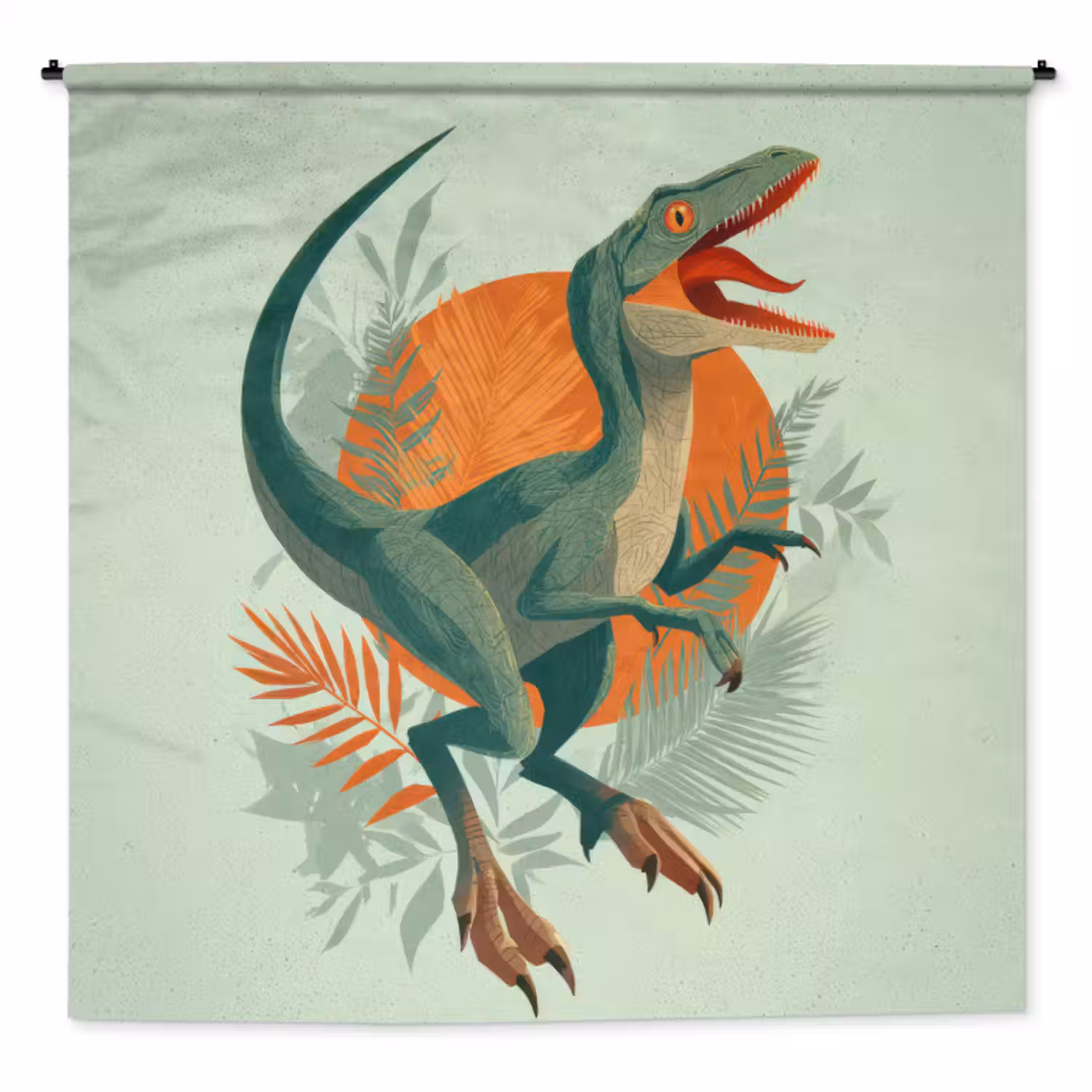 Wandkleed - Dino - Bladeren - Grafisch - Groen