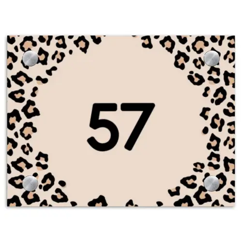 Beige luipaardprint - Traditioneel Naambord Rechthoek middel -3d