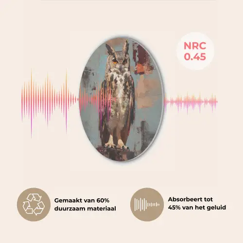Geschilderd - Abstract - Uil - Bruin Akoestische PET Vilt - Rond klein -USP_NL